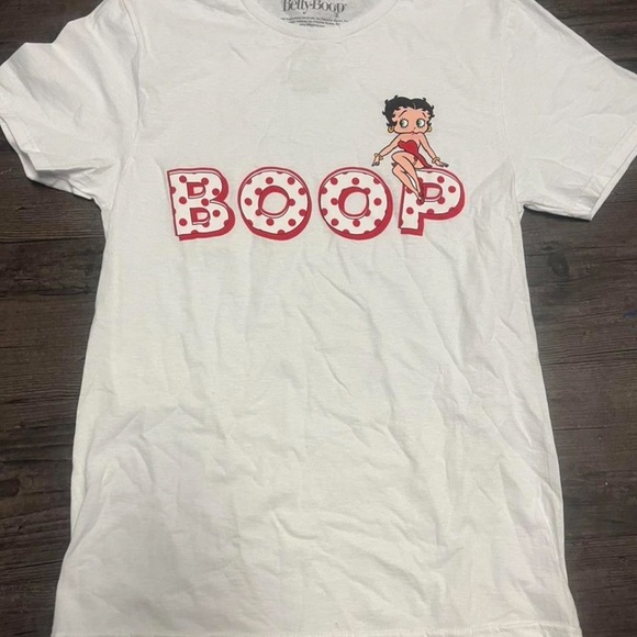 Betty Boop Tops - Betty Boop White Tee with Red Logo and Character